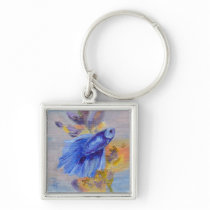 Little Blue Betta Fish Keychain