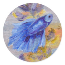 Little Blue Betta Fish Round Sticker