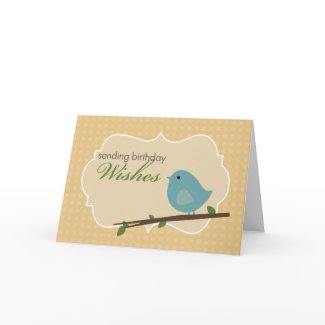 Little Blue Bird Birthday Card zazzle_card