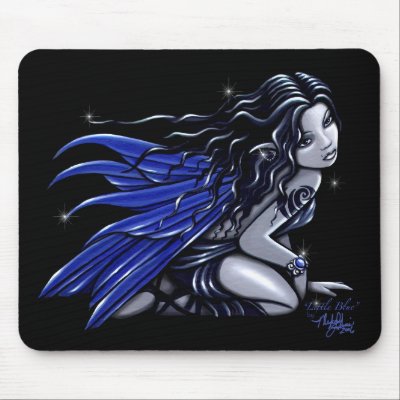 &quot;Little Blue&quot; Blue Tattooed Fairy Mousepad by mykajelina