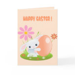 Little Blue Bunny With Orange Egg Greeting Cards