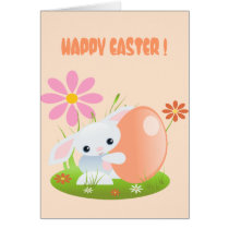 Little Blue Bunny With Orange Egg cards