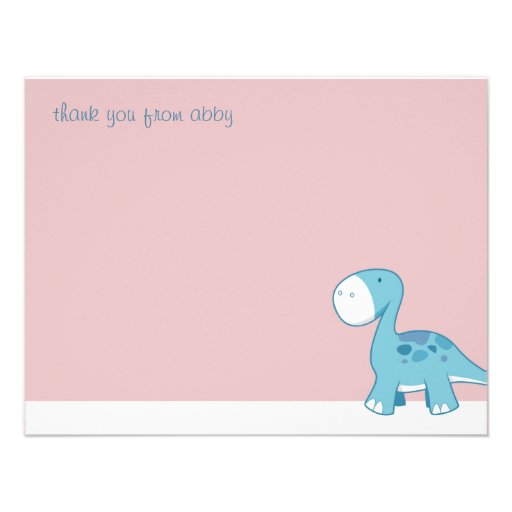 Little Blue Diplodocus | Flat Thank You Note Cards Custom Announcement