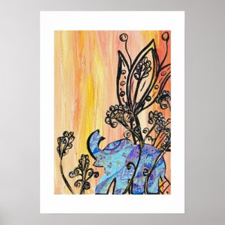 Little Blue Elephant Print print