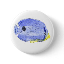 Little Blue Fish Button by ginyhogan Little Blue Fish Button