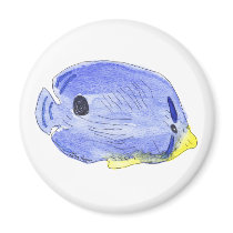Little Blue Fish Magnet by ginyhogan Little Blue Fish Magnet