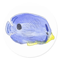 Little Blue Fish Sticker by ginyhogan Little Blue Fish Sticker
