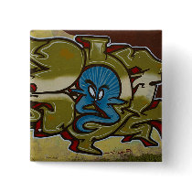 Little blue ghost graffiti buttons