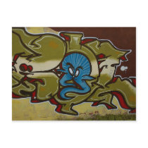 Little blue ghost graffiti postcards