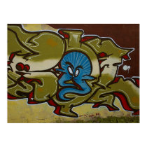 Little blue ghost graffiti posters