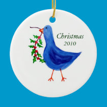 Little Blue Holly Bird ornaments
