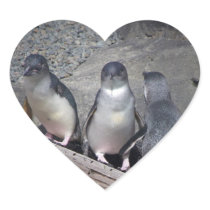 Little Blue Penguins Heart Stickers