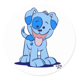 Little blue puppy sticker sticker