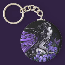 "Little Blue" Violet Lily Butterfly Fairy Keychain