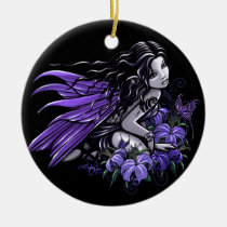 little, blue, fairy, violet, lily, lilies, flowers, butterfly, faery, fae, faerie, tattoo, fantasy, art, myka, jelina, faeries, nymphs, sprites, Ornament with custom graphic design