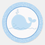 Little Blue Whale Envelope Seals / Toppers 20 Round Stickers
