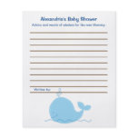 Little Blue Whale Flyer Baby Shower Advice Cards