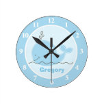 Little Blue Whale Personalized Wall Clock
