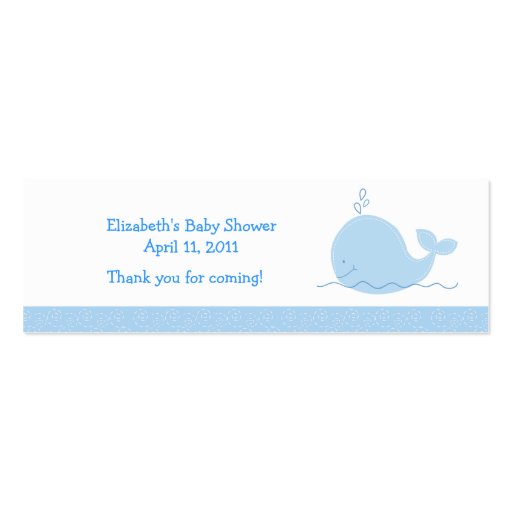Little Blue Whale Shower / Birthday Favor Tag Business Cards (front side)