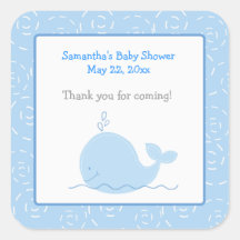 Little Blue Whale SQUARE Favor Sticker