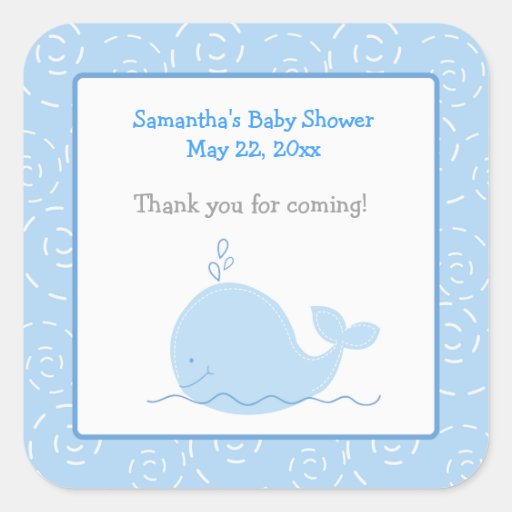Little Blue Whale SQUARE Favor Sticker