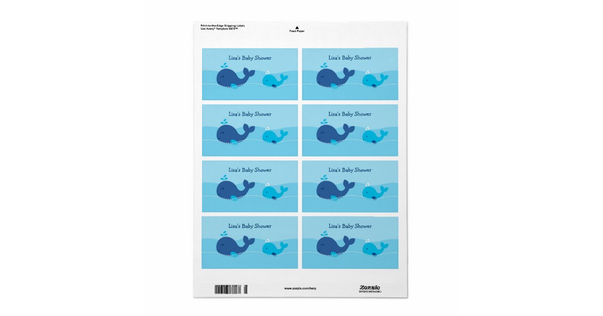 Little Blue Whale Water Bottle Stickers Labels Zazzle