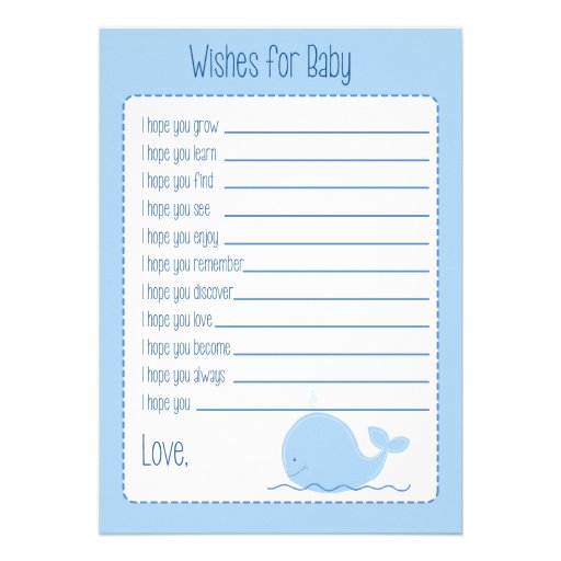 Little Blue Whale Wishes For Baby Card