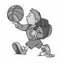 Little boy big basketball