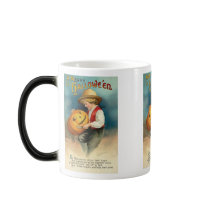 Little Boy Carving Pumpkin Vintage Halloween Mug