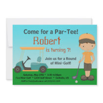 Little Boy Golfer Birthday Party Invitation