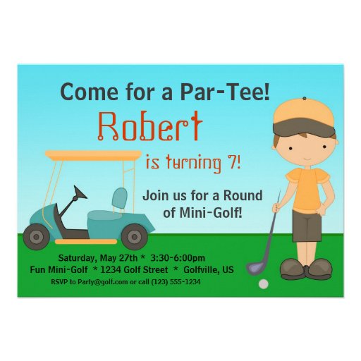 Little Boy Golfer Birthday Party Invitation