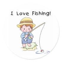 Little Boy I Love Fishing stickers