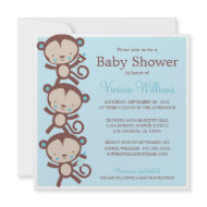 LITTLE BOY MONKEYS | BABY SHOWER INVITATION invitation