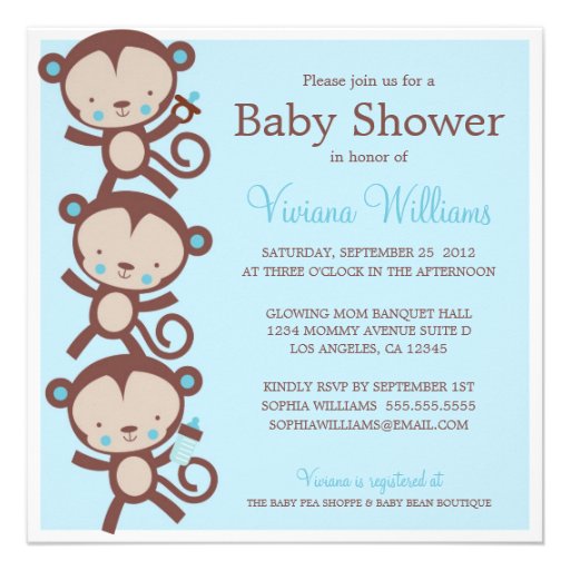 LITTLE BOY MONKEYS | BABY SHOWER INVITATION