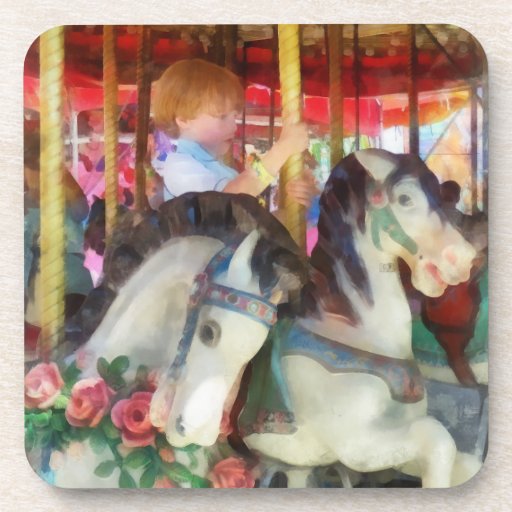 Little Boy on Carousel Coaster