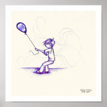 little boy with balloon poster
