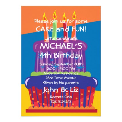 Little Boys' Big Birthday Cake Invitation
