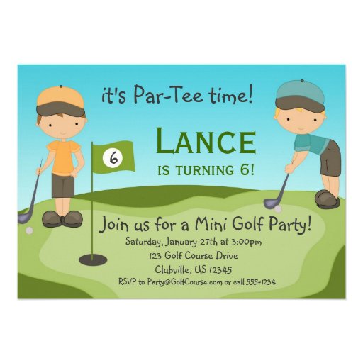 Little Boys Golf Birthday Party Invitation