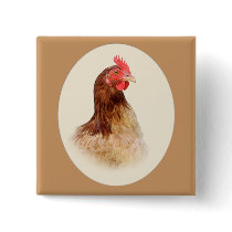 Little Brown Hen Button