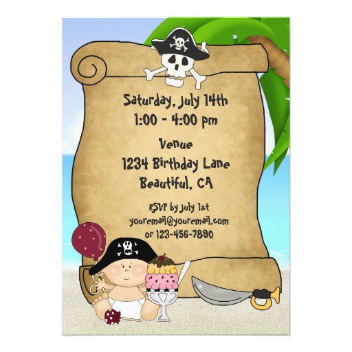 Little Buccaneer 1st Birthday Pirate Invitation