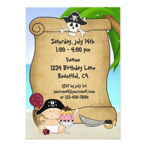 Little Buccaneer 1st Birthday Pirate Invitation