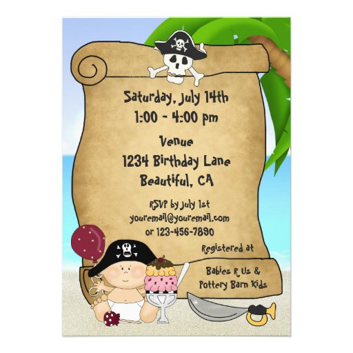 Little Buccaneer Baby Shower Pirate Invitation
