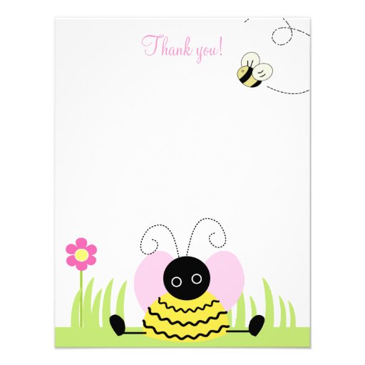 Little Bumble Bee 4x5 Flat Thank you note Personalized Invites (front side)