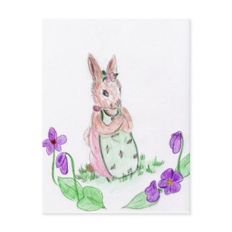Little Bunny & Flowers in Springtime postcard