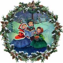 LITTLE CAROLERS & WREATH by SHARON SHARPE photo sculptures