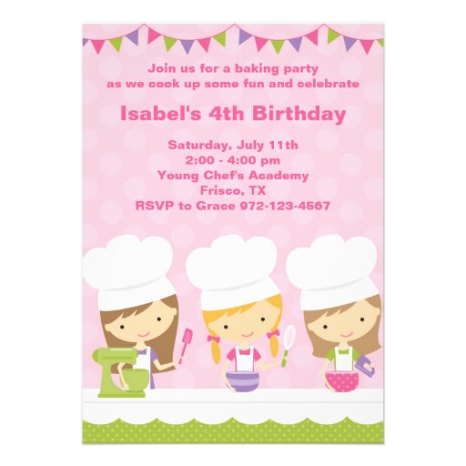 Little Chef Baking Birthday Party Invitations