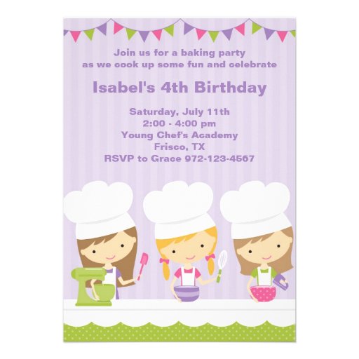 Little Chef Baking Birthday Party Invitations