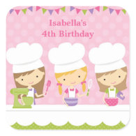 Little Chef Baking Birthday Party Stickers