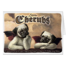 Little Cherub designs for Pug Lovers Greeting Card