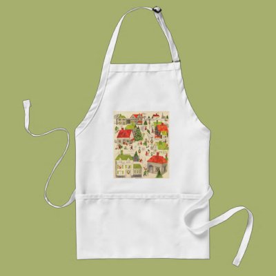 Little Christmas Village Apron Zazzle_apron